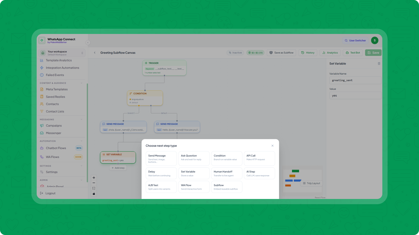 Workflow-Triggered WhatsApp Messaging