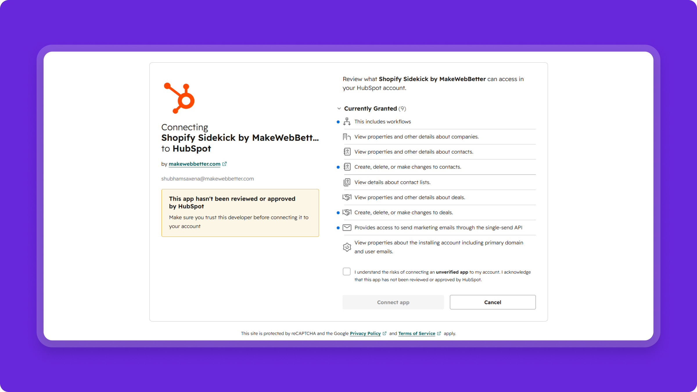 connect Shopify Sidekick with HubSpot