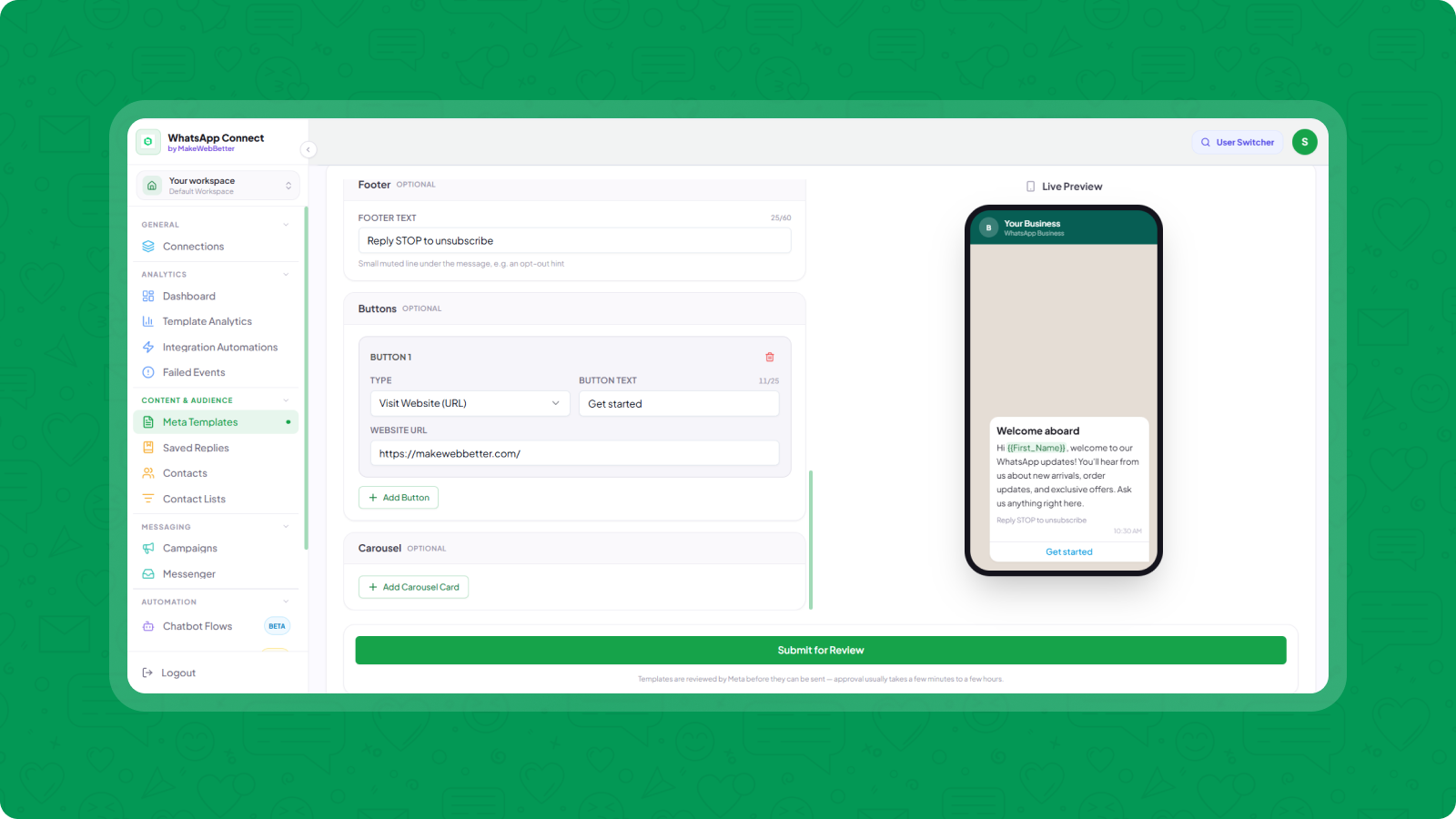 Templates, Builder & Approval Status